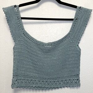 Altar’d State Size Small Teal Crochet Crop Tank Top 3446